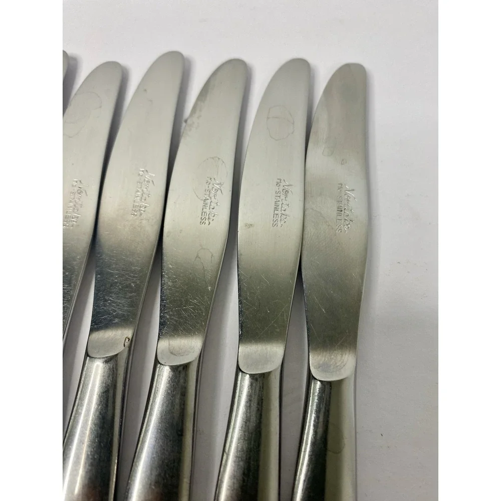 Noritake Fantasy Flat Handle Butter Spread Stainless Lot Of 7 6 7/8